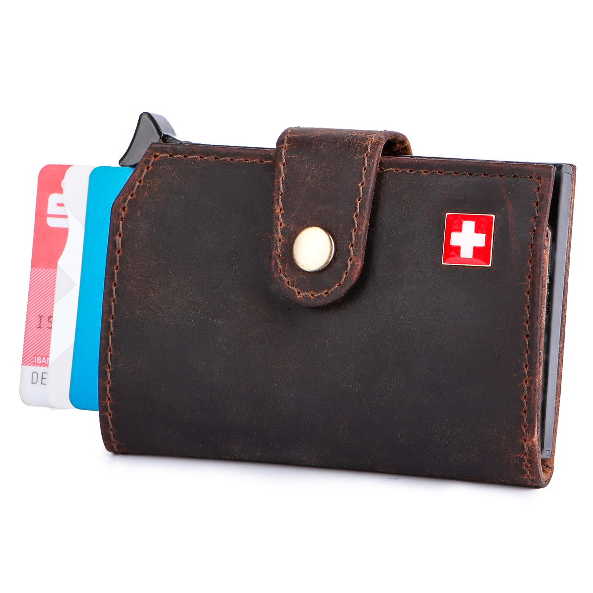 Porte-cartes Suisse en cuir de buffle, vue 7