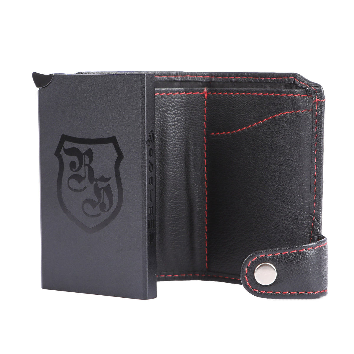 Kartenetui Hodalump BLACK/RED aus Büffelleder, Ansicht 6
