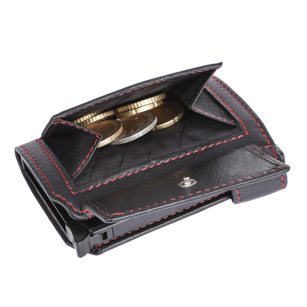 Kartenetui Hodalump BLACK/RED aus Büffelleder, Ansicht 13