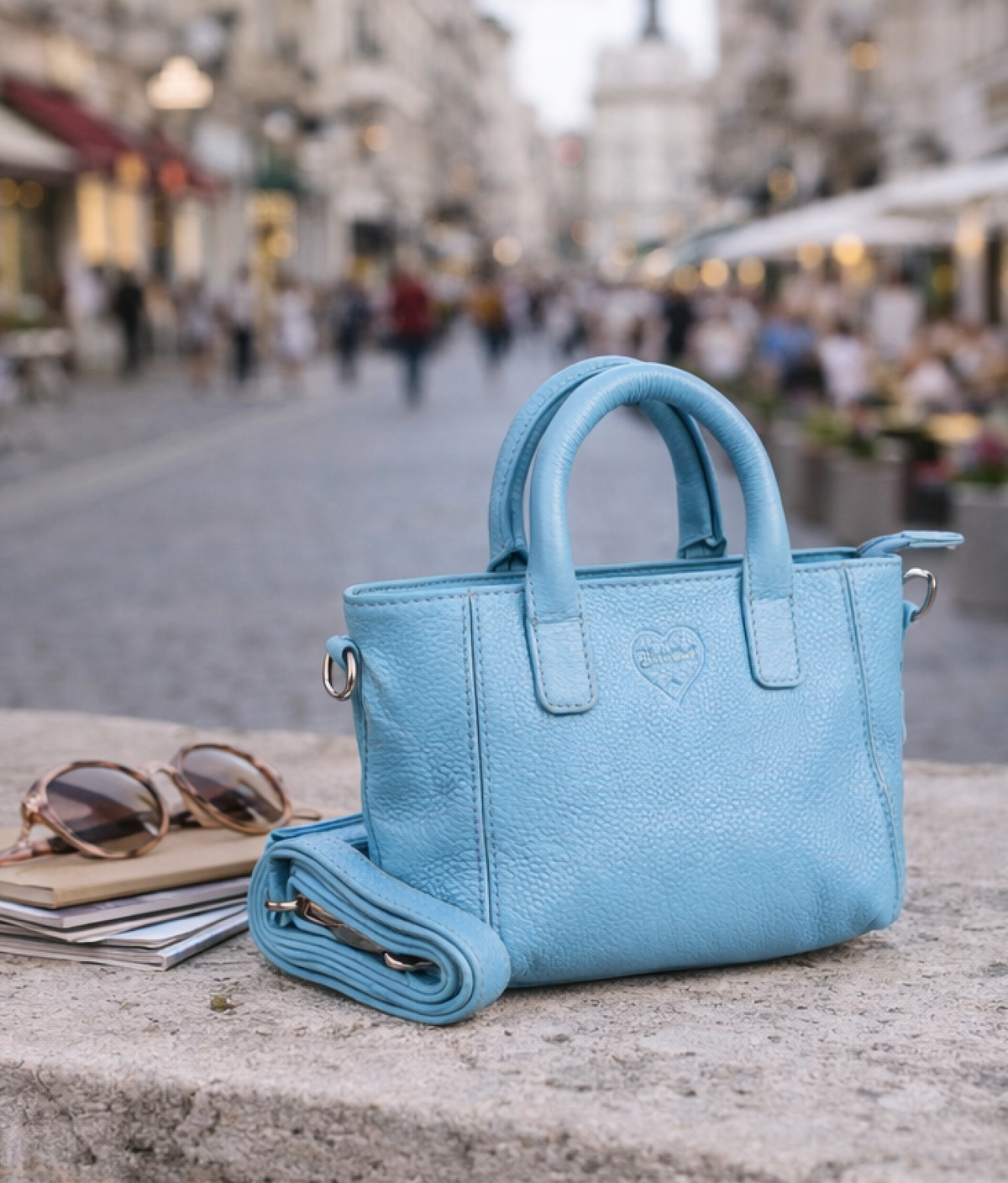 Shopper Tasche softblue aus Büffelleder, Ansicht 10