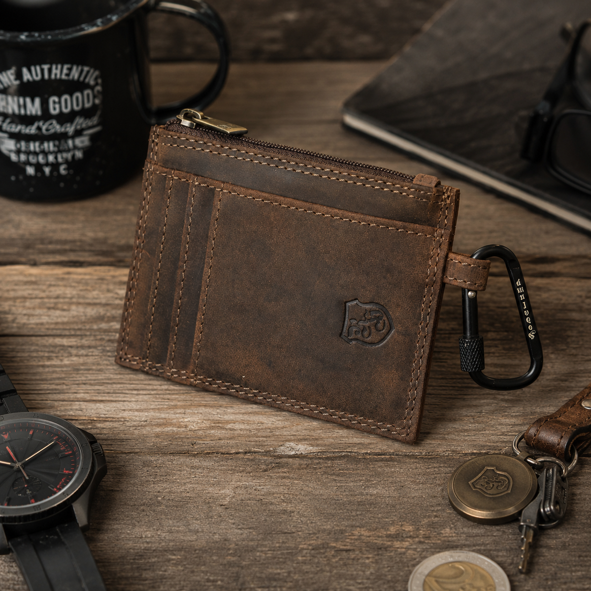 Karabiner Börse aus Büffelleder
