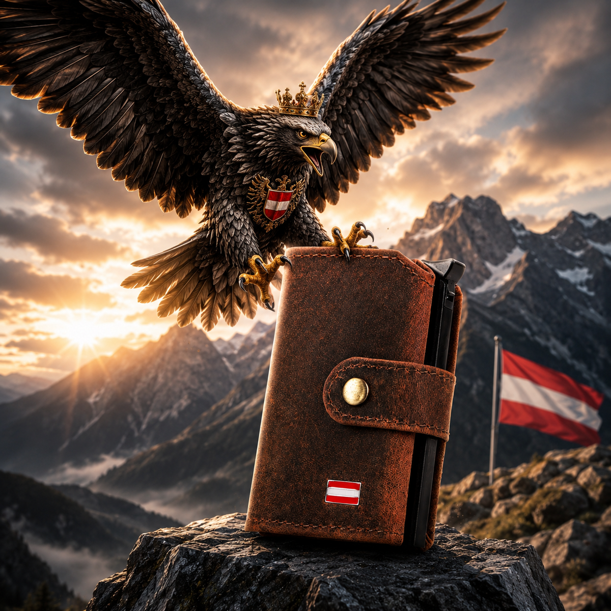 Kartenetui Österreich aus Büffelleder, Ansicht 8