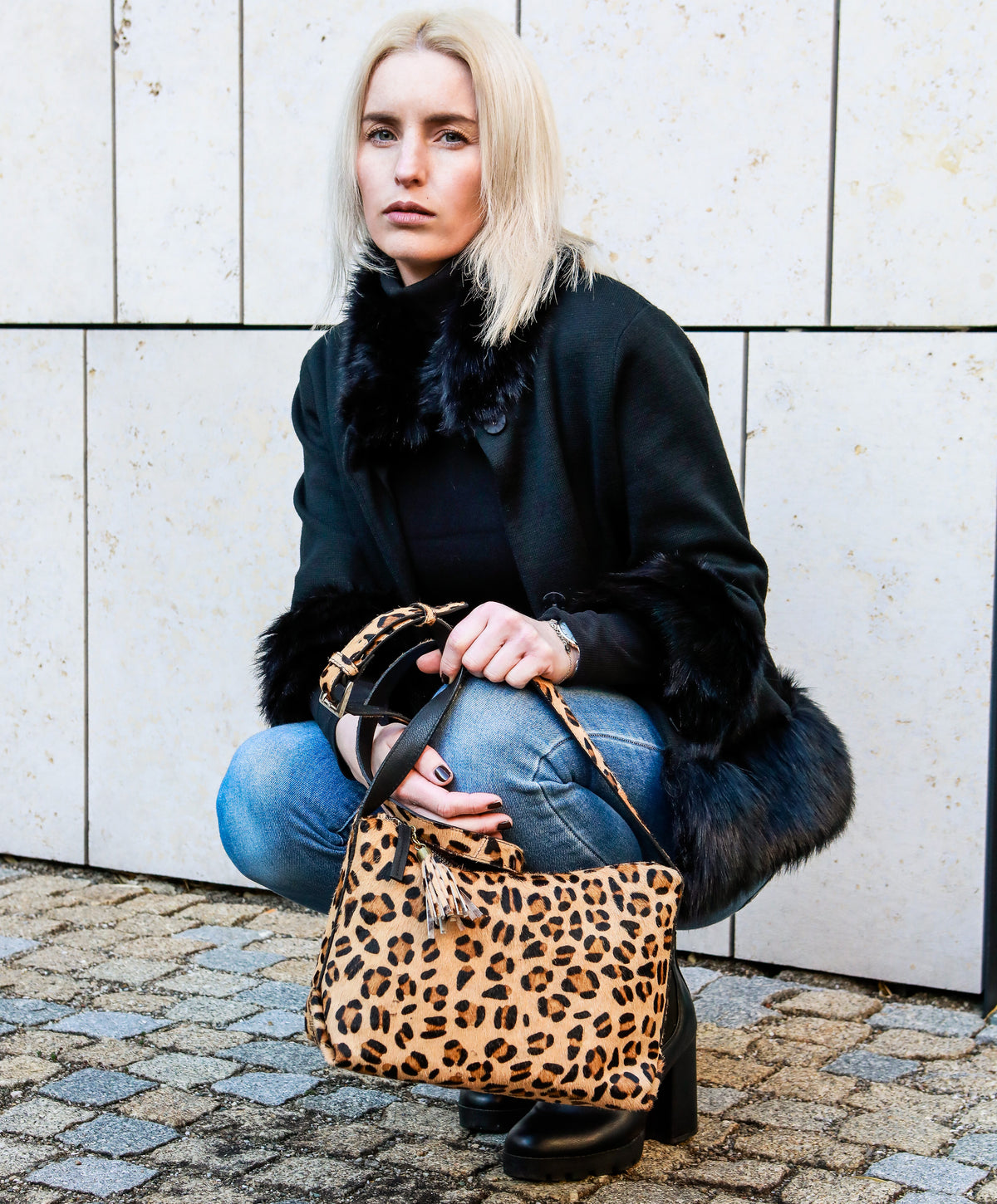 Leopard Ratschkatl Tasche aus Büffelleder, Ansicht 2