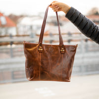 Borsa shopper Luise in pelle di bufalo marrone