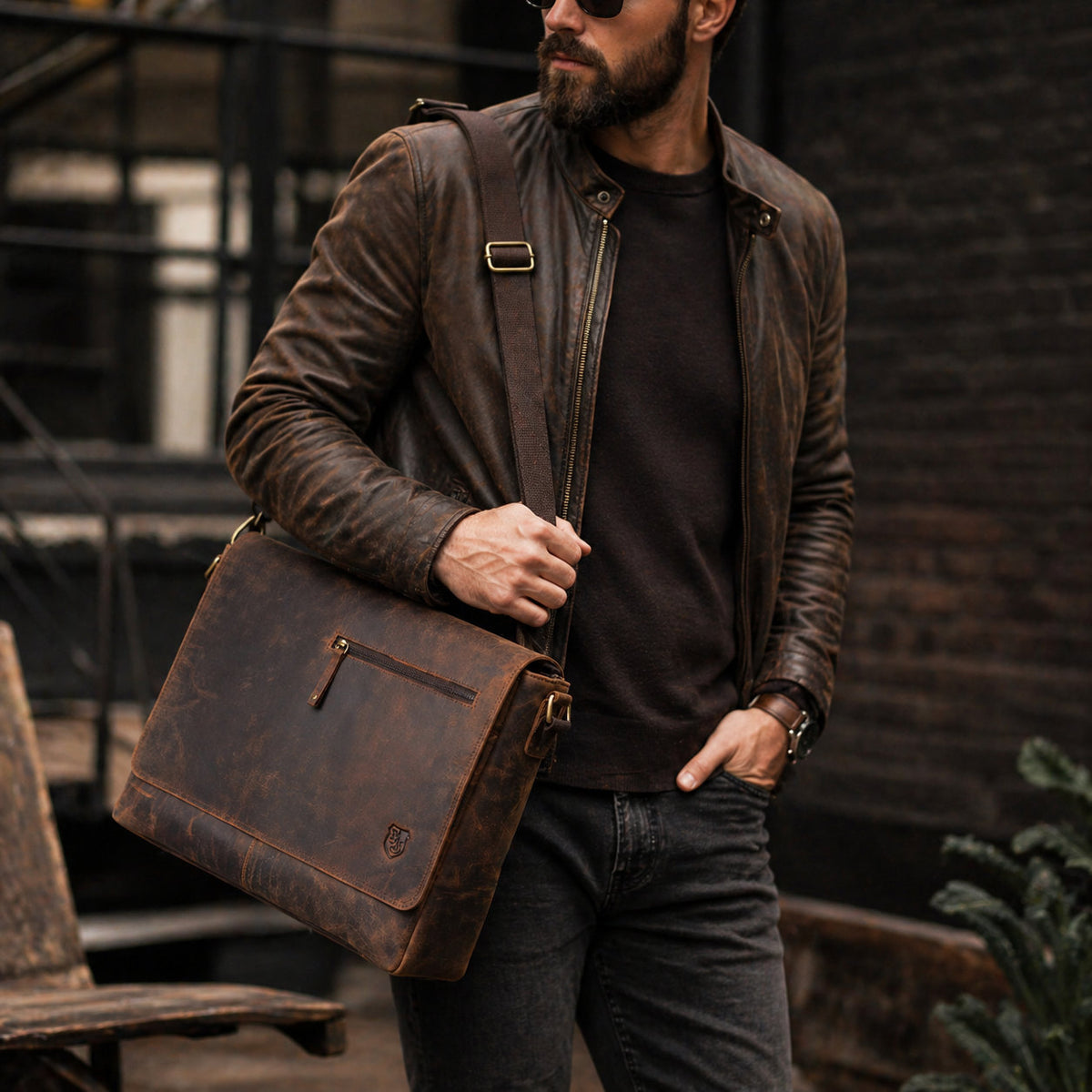 Laptoptasche Ben aus Büffelleder in Braun