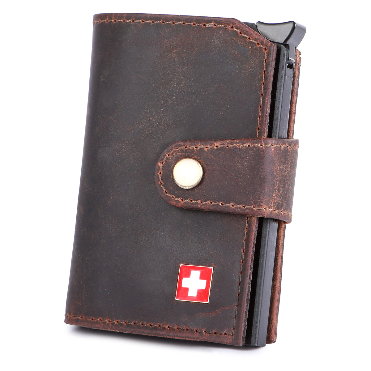 Porte-cartes Suisse en cuir de buffle, vue 4