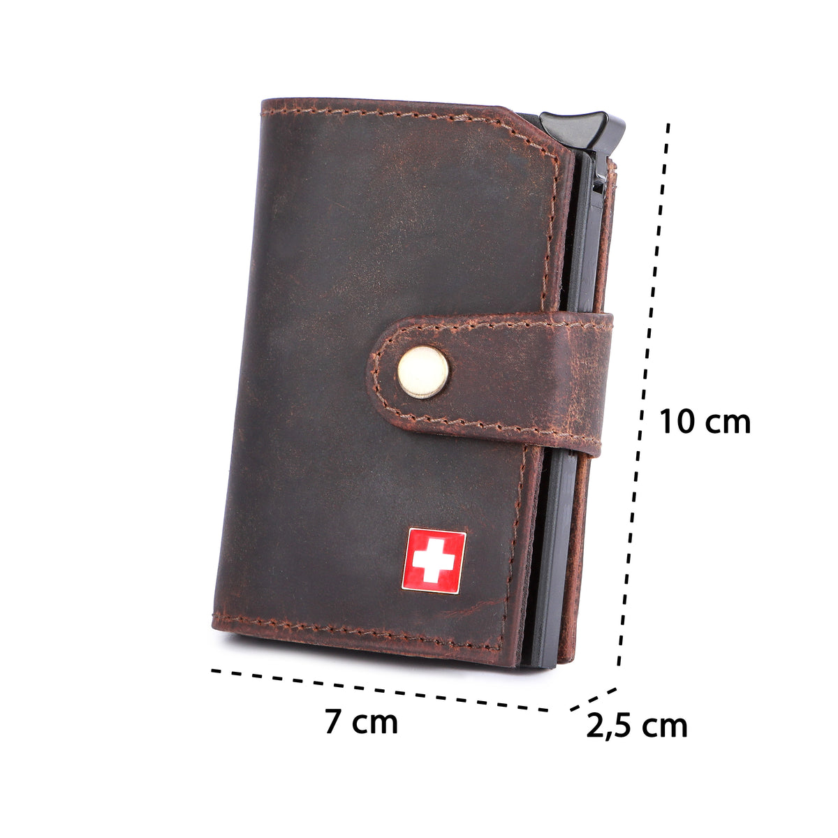 Porte-cartes Suisse en cuir de buffle, vue 9