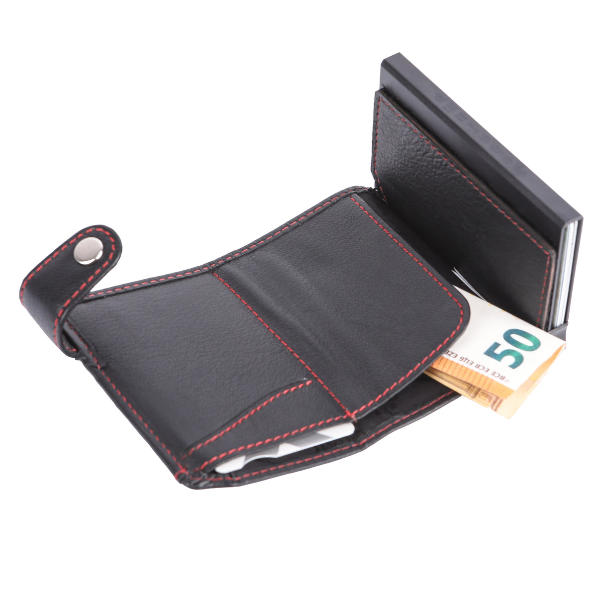 Kartenetui Hodalump BLACK/RED aus Büffelleder, Ansicht 7