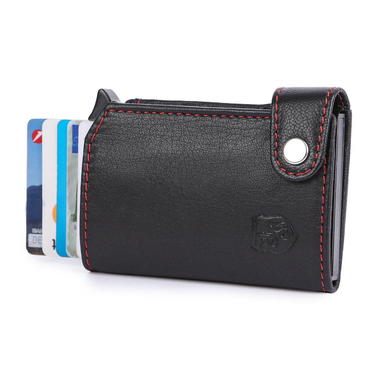 Kartenetui Hodalump BLACK/RED aus Büffelleder, Ansicht 8
