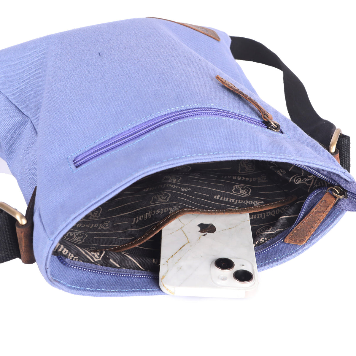Sac bandoulière en PET recyclé en PET recyclé et cuir véritable, vue 13