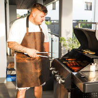 Gilet de barbecue en cuir de buffle marron