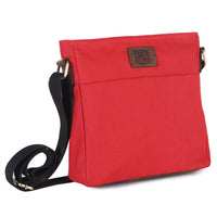 Sac bandoulière en PET recyclé en PET recyclé et cuir véritable rouge, vue 21