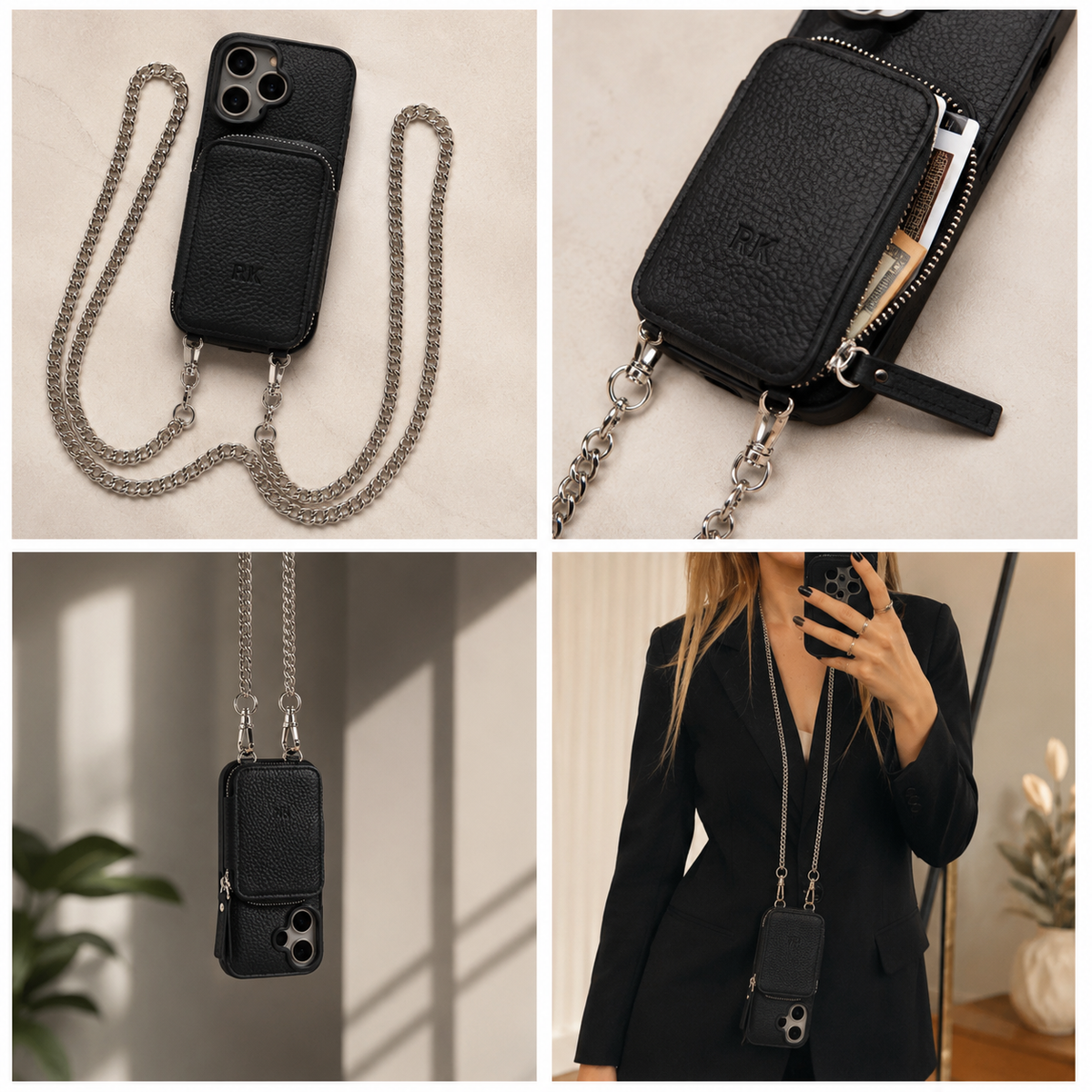 Handycase mit Schulterkette & Kartenfach – Stil trifft Funktionalität aus Kunstleder, Ansicht 2