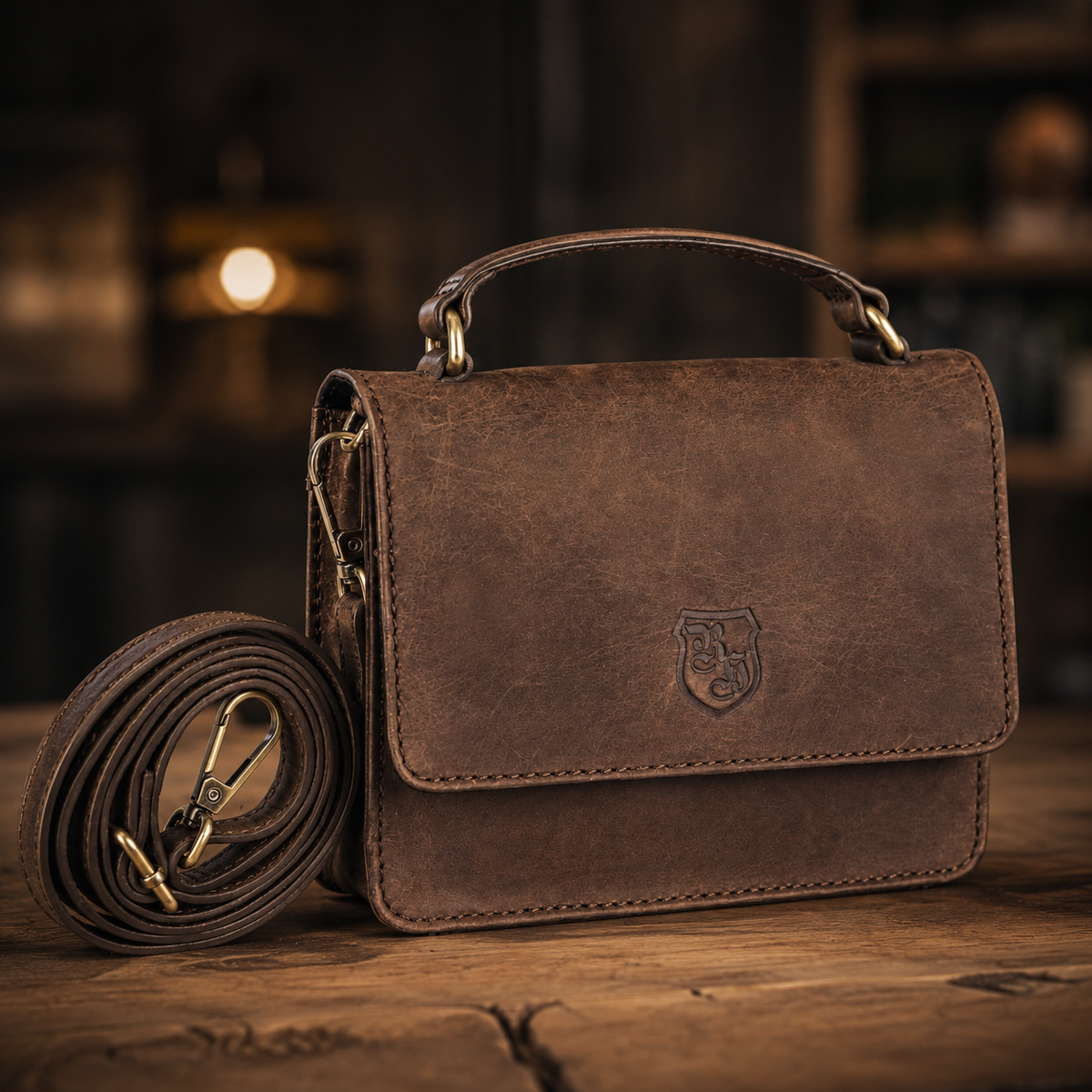 Sac bandoulière Mini en cuir de buffle