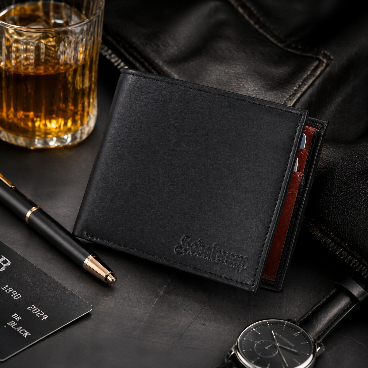 Hodalump Slim BLACK Wallet made of buffalo leather