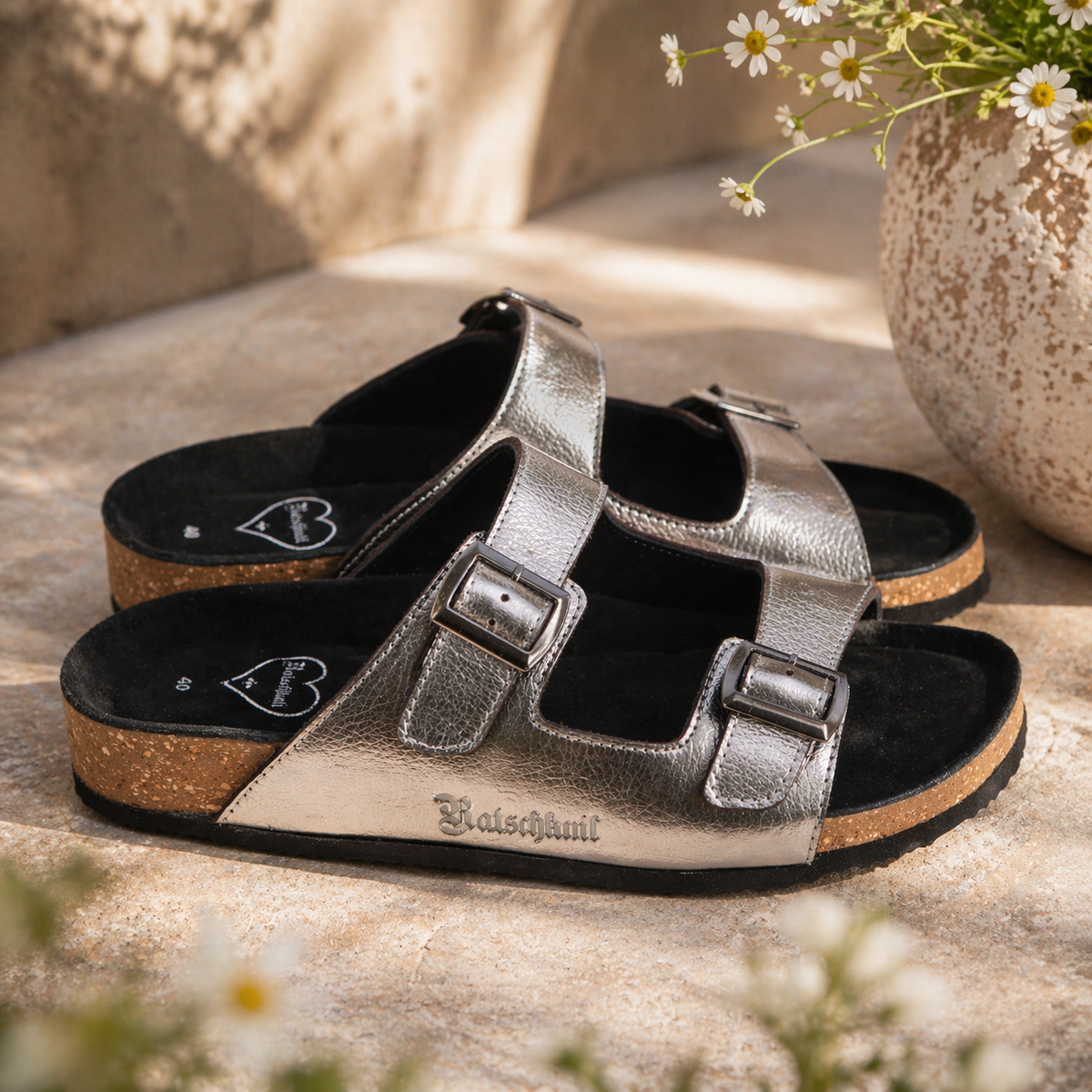 Ratschkatl Sandalen in Silber aus Echtleder