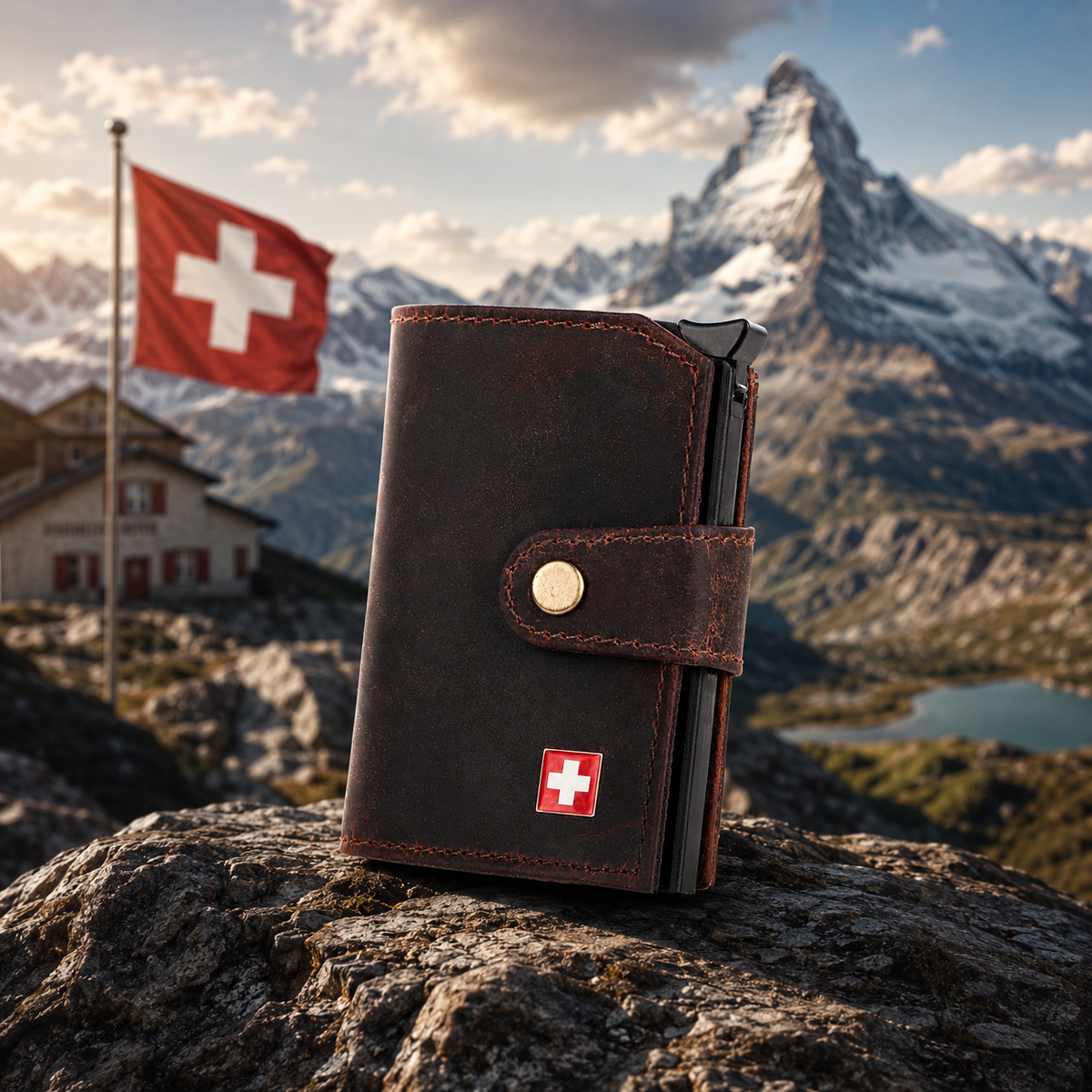 Kartenetui Schweiz aus Büffelleder