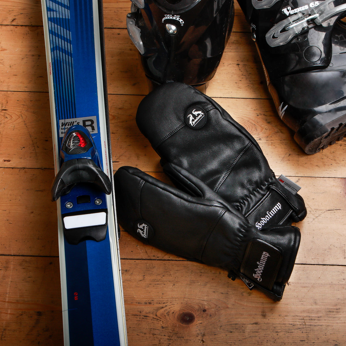 Ski Mittens made of genuine leather, view 7