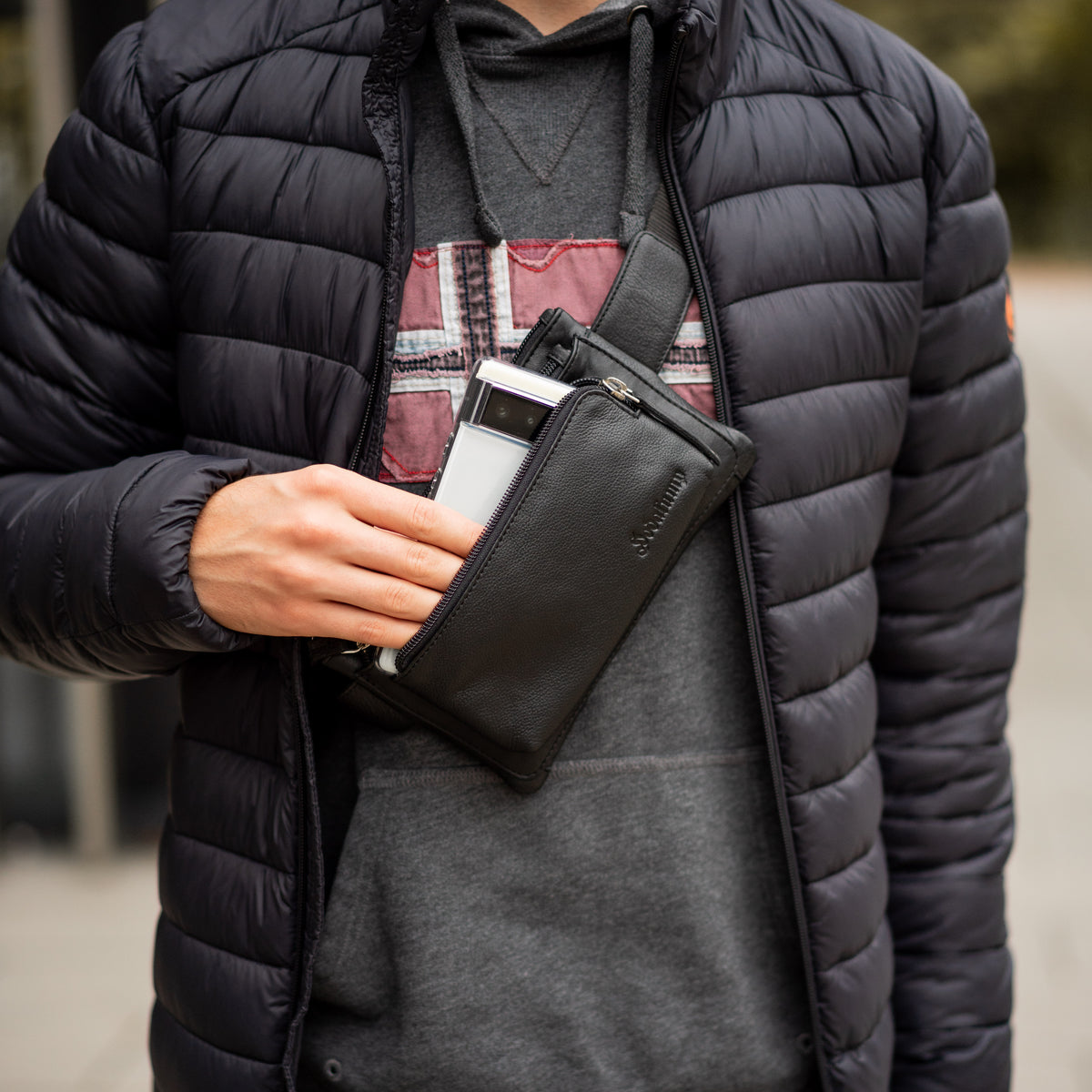 Sac banane Moritz en cuir de buffle marron, vue 14